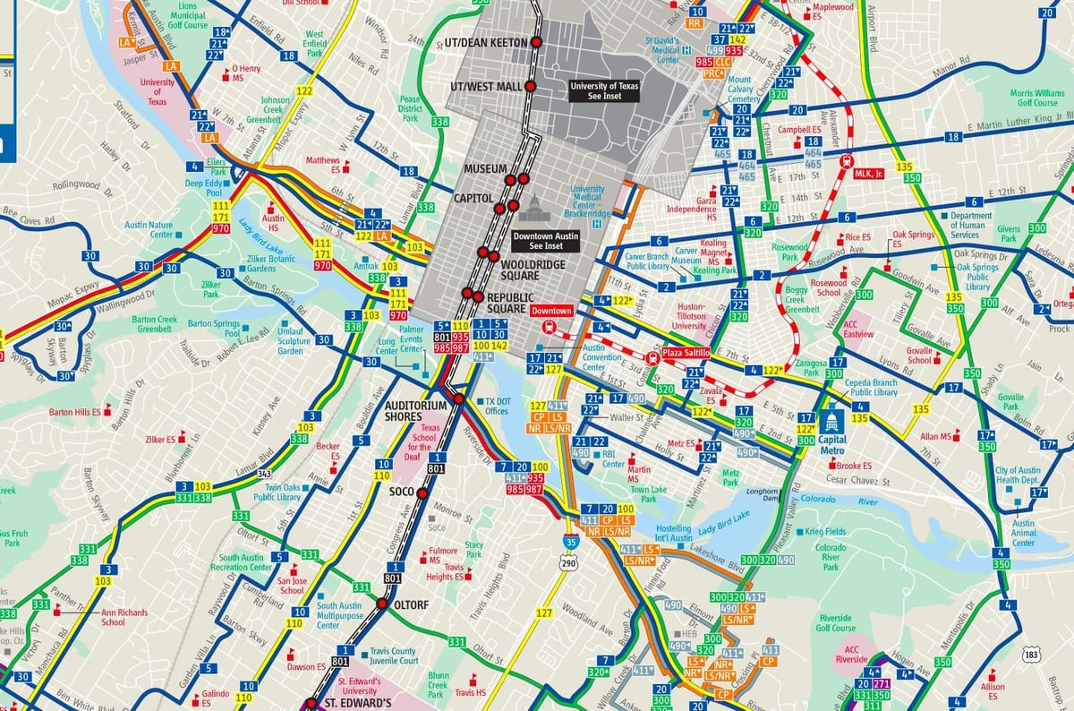 オースティン校公共交通機関地図