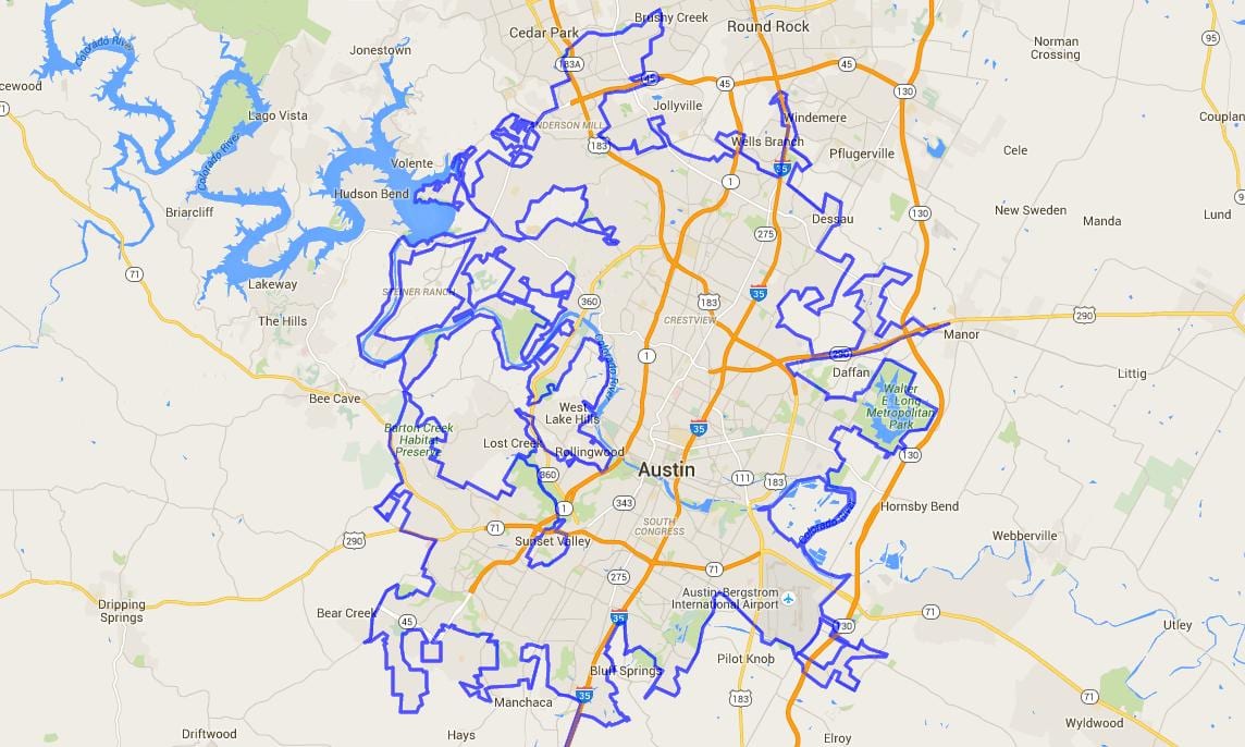 地図オースティンの市