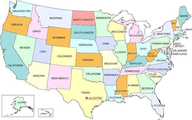 オースティンアメリカの地図