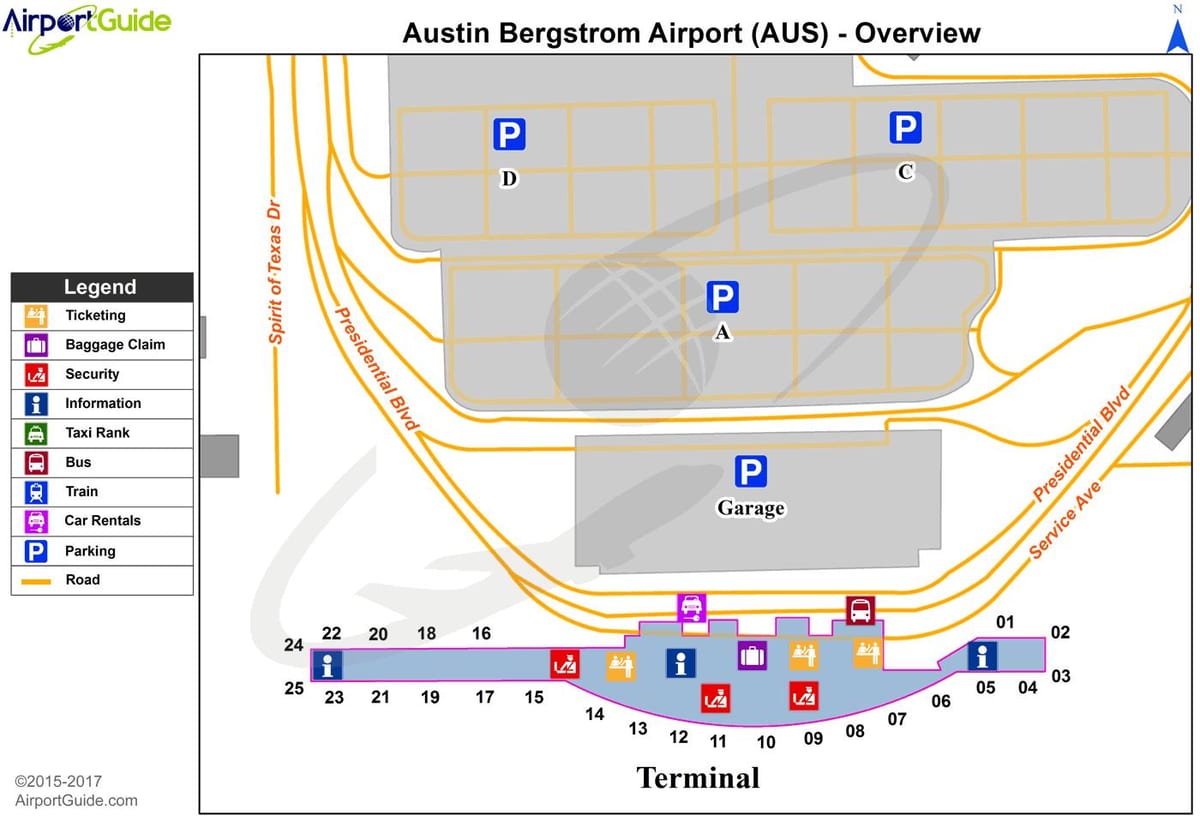オースティンBergstrom国際空港地図