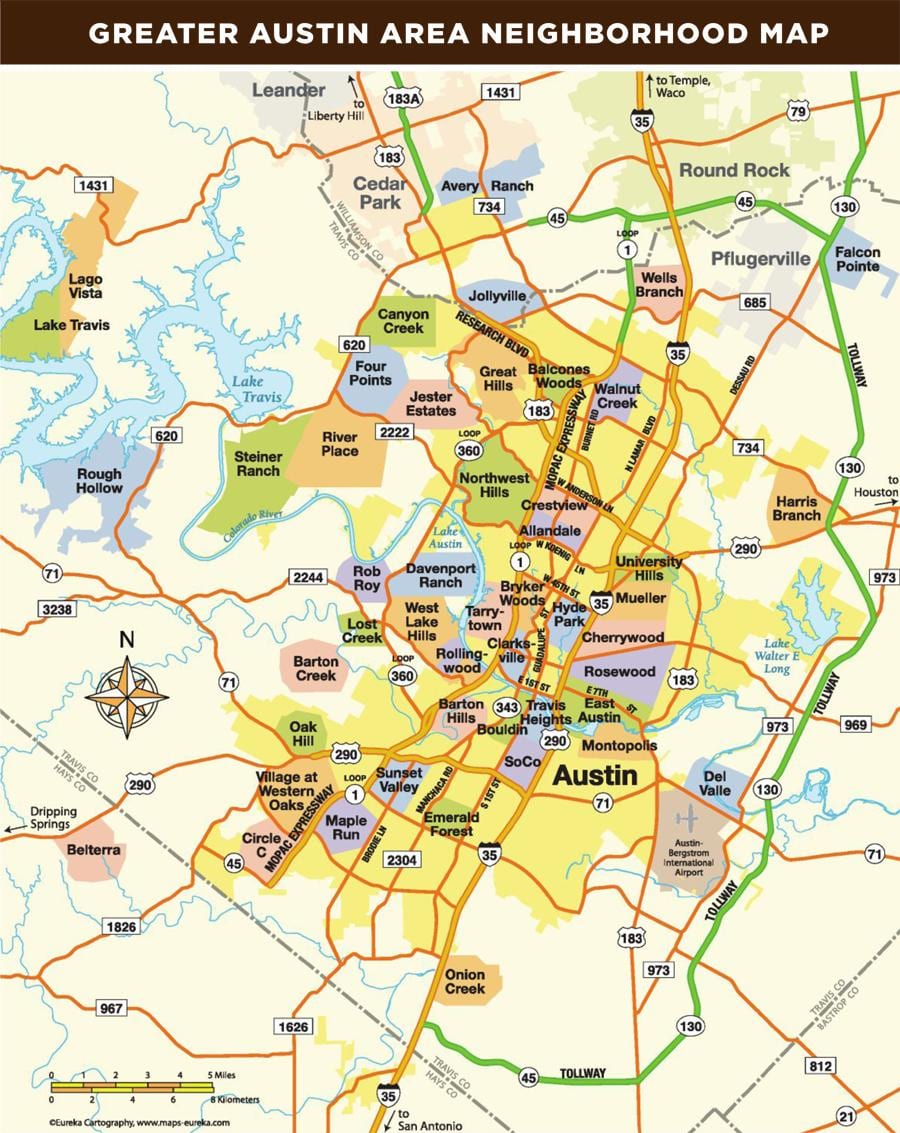 地図Austin Tx域