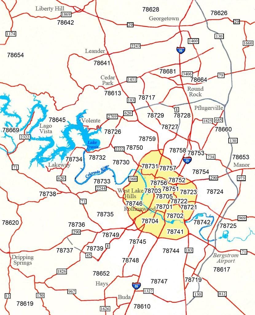 郵便番地図Austin Tx