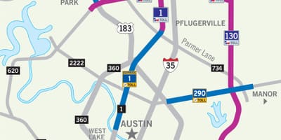 地図オースティンの有料道路