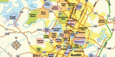 地図Austin Tx域