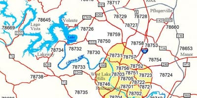 郵便番地図Austin Tx